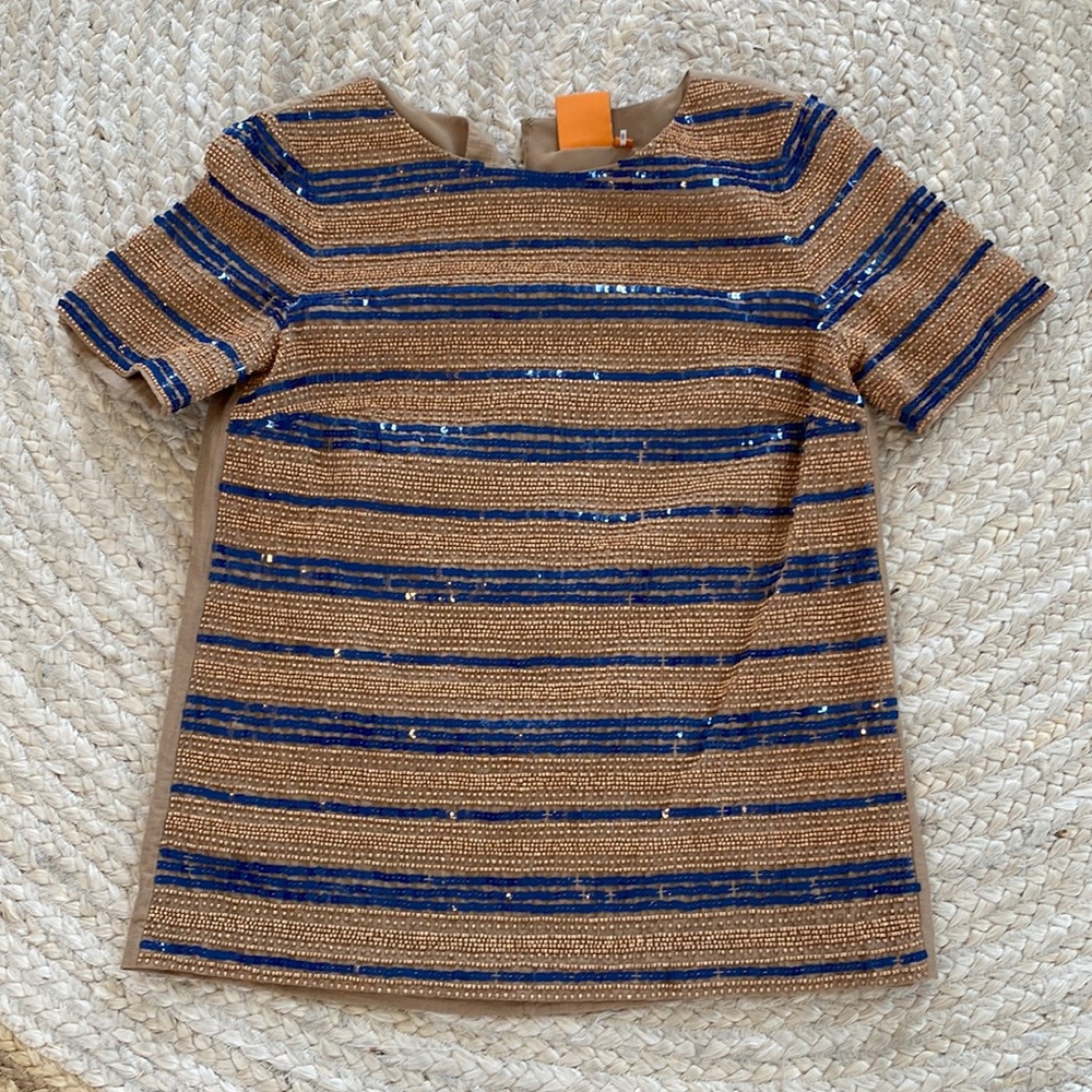 Tory Burch Short Sleeve Sequin Top